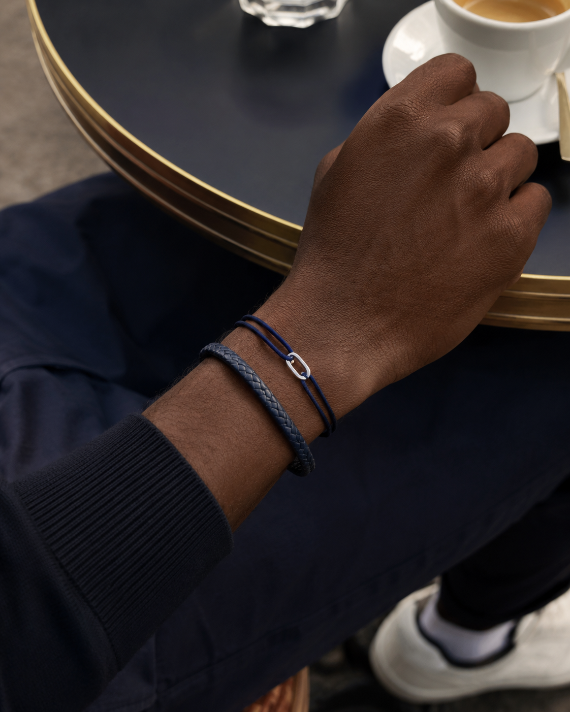 Pulseira Traço em fio italiano de 1 mm, vista de topo