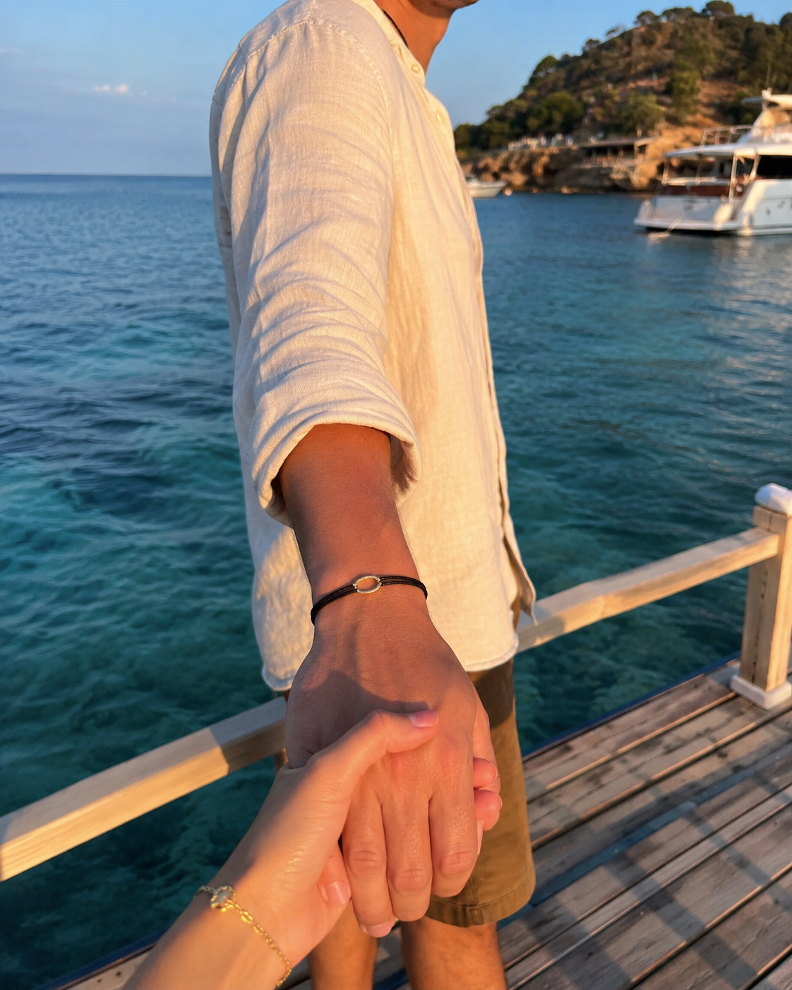 Pulseira Trama — pulseira masculina de fio trançado, peça aberta